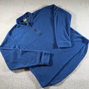Vintage Orvis Pullover Mens Large Blue Fleece Quarter Zip Mock Neck Outdoor